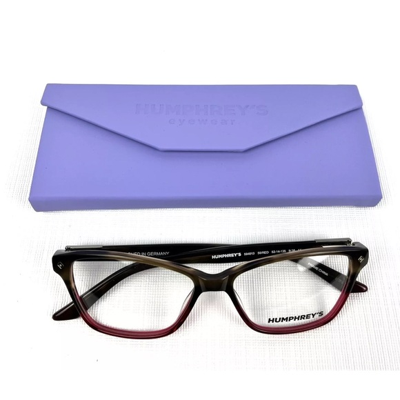 NEW Humphrey’s Eyeglasses 594013, 52-14-135 50/Red Frames w/Case, Metal Accent - Picture 2 of 12